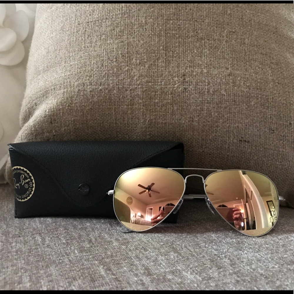 Authentic Ray Ban Aviator Sunglasses Pink/Gold